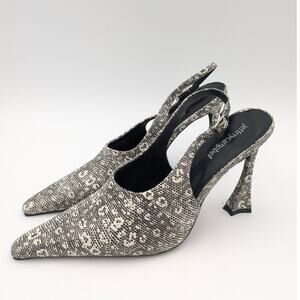 Jeffrey Campbell Creativity Slingback Pump Black/White Lizard Size US9.5 EU41